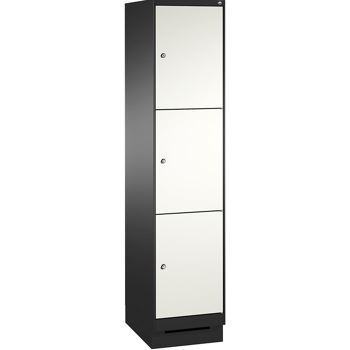 Armoire à casiers sur socle EVOLO – C+P, 1 compartiment, 3 casiers, largeur compartiment 400 mm, gris noir / blanc trafic-12