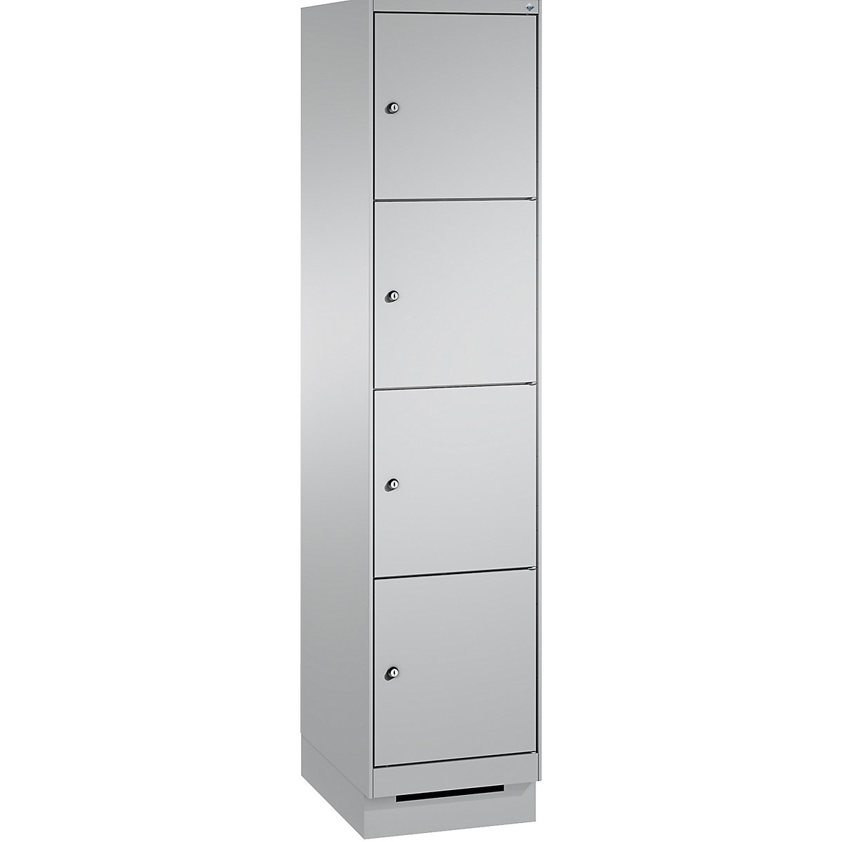 Armoire à casiers sur socle EVOLO – C+P, 1 compartiment, 4 casiers, largeur compartiment 400 mm, aluminium-11