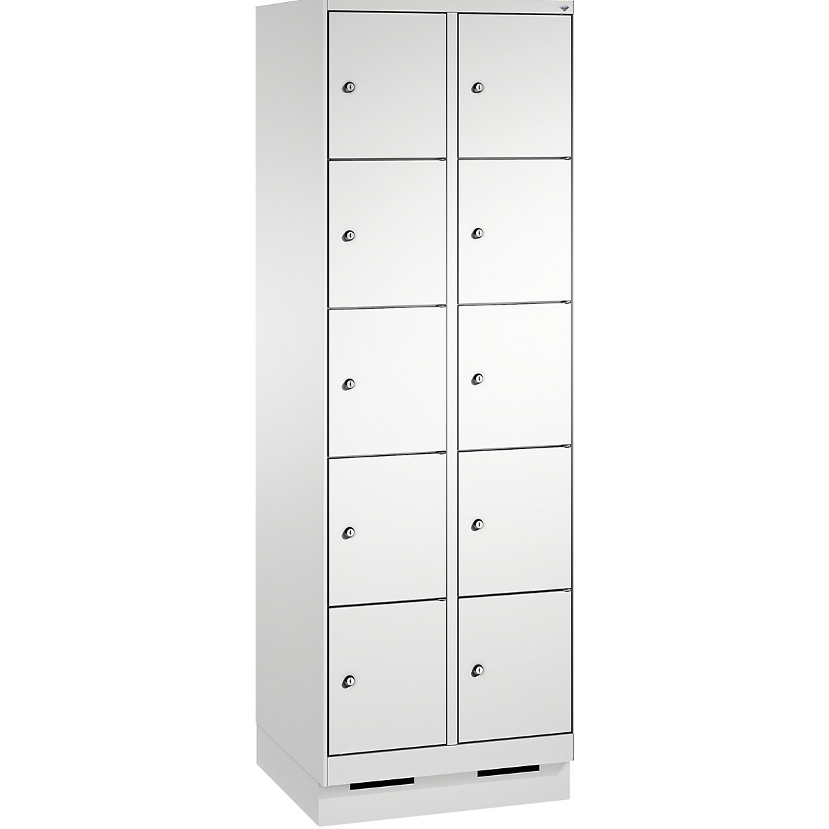 Armoire à casiers sur socle EVOLO – C+P, 2 compartiments, 5 casiers chacun, largeur compartiments 300 mm, gris clair / gris clair-12