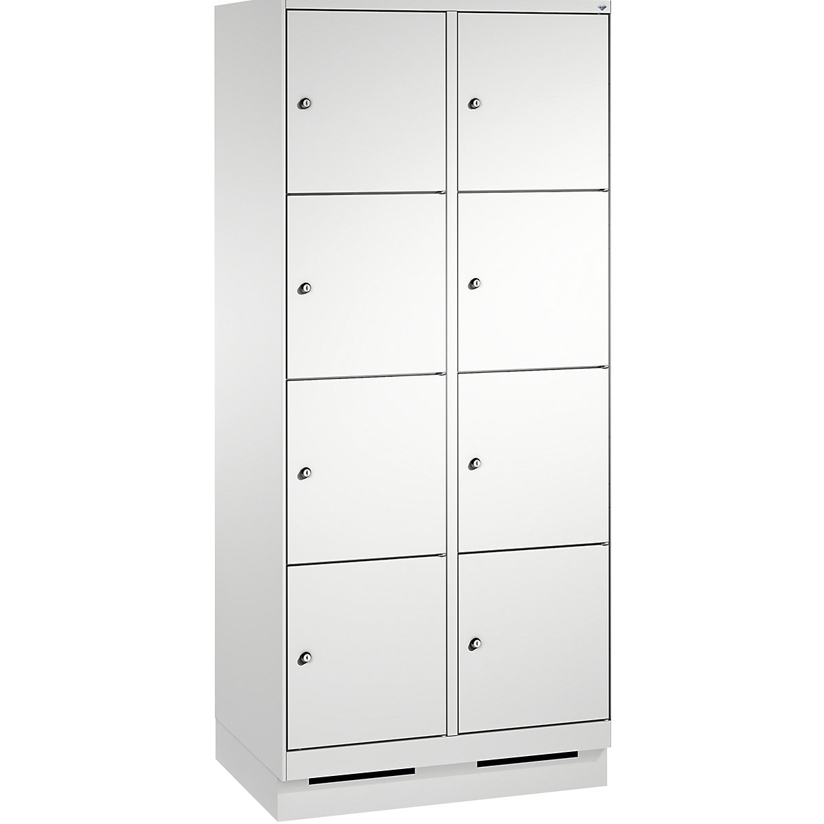 Armoire à casiers sur socle EVOLO – C+P, 2 compartiments, 4 casiers chacun, largeur compartiments 400 mm, gris clair-14