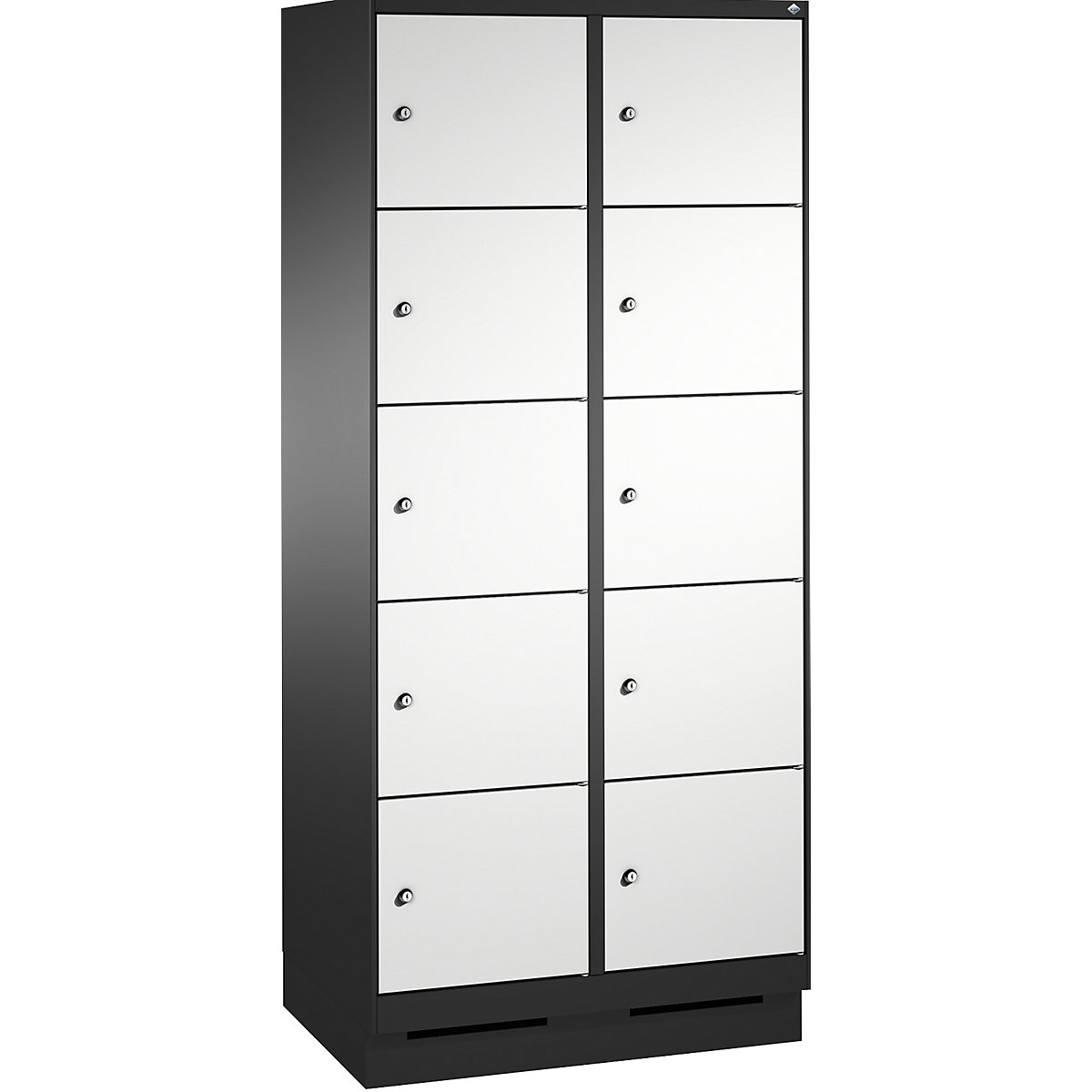 Armoire à casiers sur socle EVOLO – C+P, 2 compartiments, 5 casiers chacun, largeur compartiments 400 mm, gris noir / gris clair-16