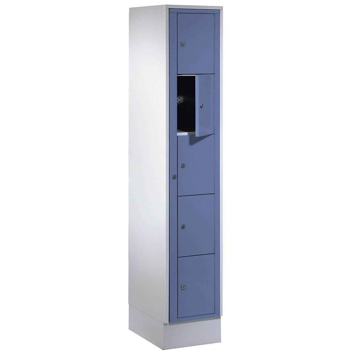 Armoire à linge – Wolf, h x l x p 1800 x 350 x 500 mm, 5 casiers, gris clair / bleu pigeon-10
