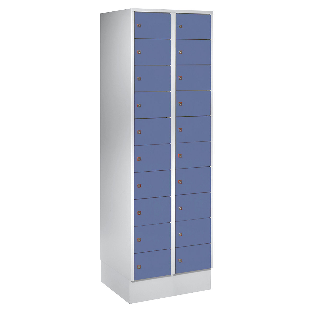 Armoire à petits casiers – Wolf, 20 casiers, h x l 1850 x 600 mm, coloris portes bleu pigeon RAL 5014
