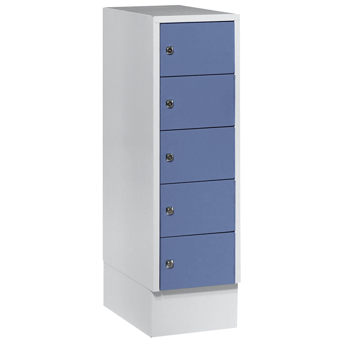 Armoire à petits casiers – Wolf, 5 casiers, h x l 990 x 300 mm, coloris portes bleu pigeon RAL 5014-6