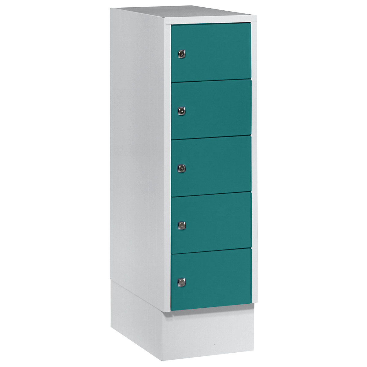 Armoire à petits casiers – Wolf, 5 casiers, h x l 990 x 300 mm, coloris portes vert opale RAL 6026-7