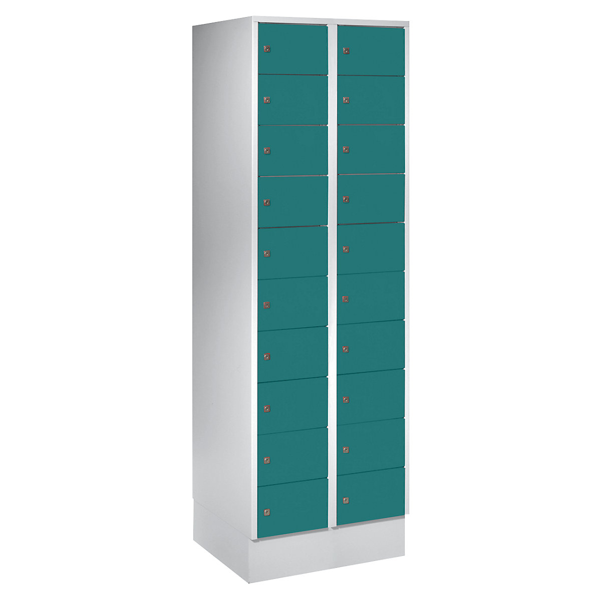 Armoire à petits casiers – Wolf, 20 casiers, h x l 1850 x 600 mm, coloris portes vert opale RAL 6026