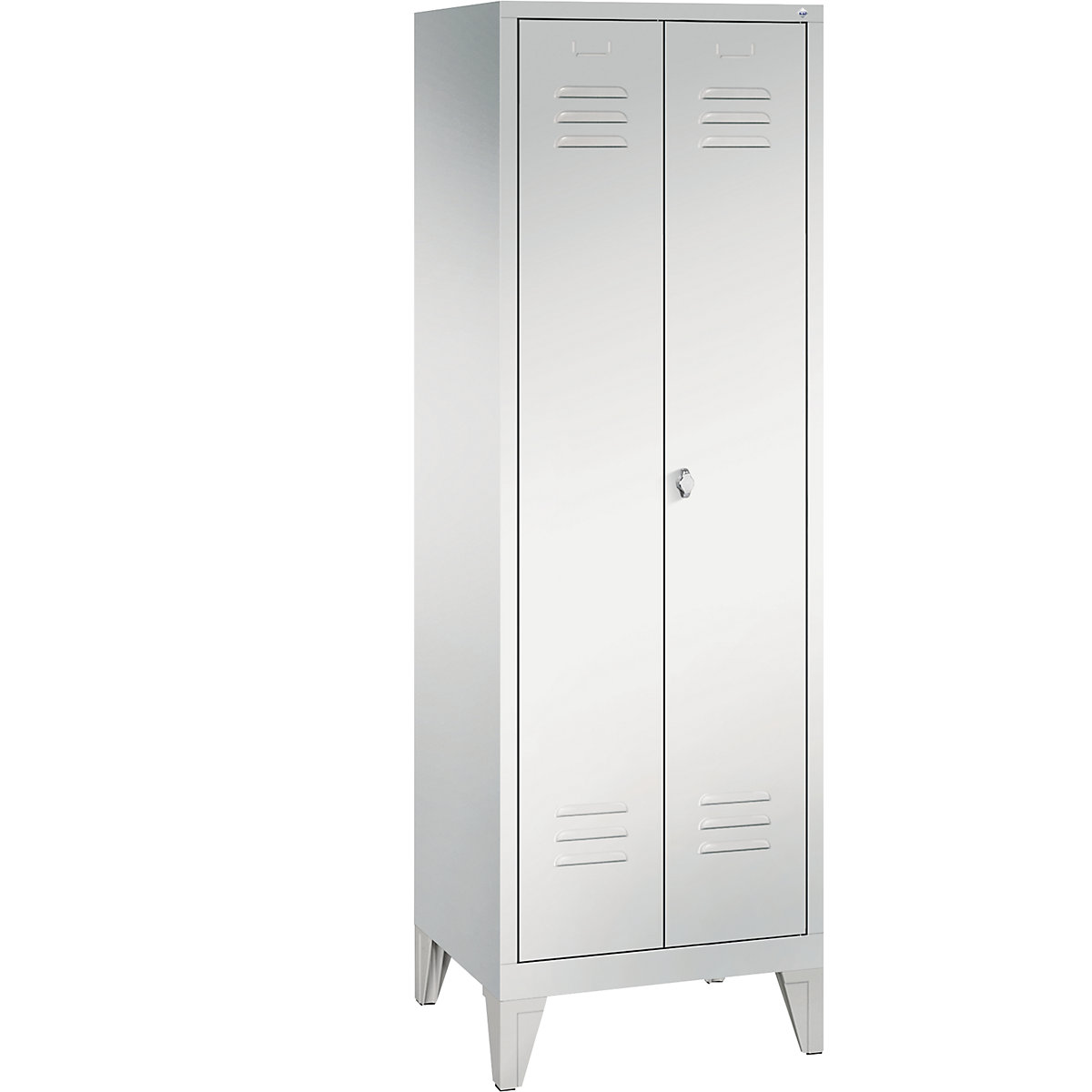 Armoire de rangement sur pieds CLASSIC avec portes fermant l'une contre l'autre – C+P, 2 compartiments, largeur compartiments 300 mm, gris clair-9