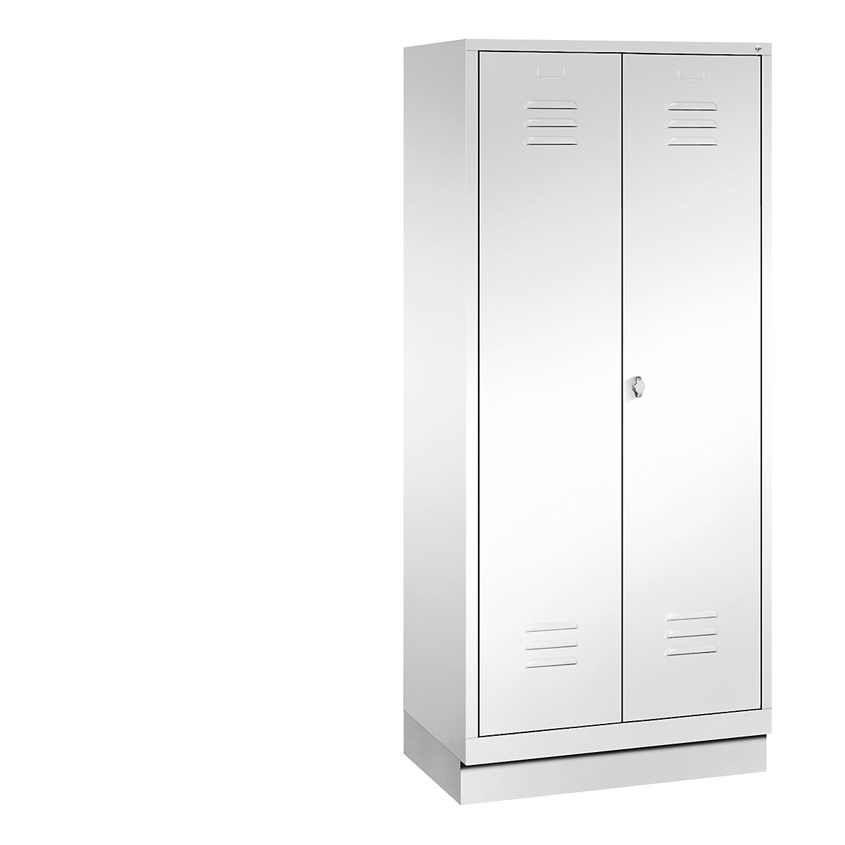 Armoire de rangement sur socle CLASSIC – C+P, 2 compartiments, largeur compartiments 400 mm, blanc trafic-4