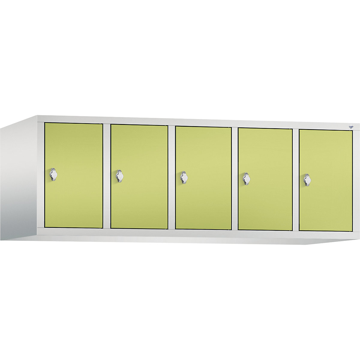 Rehausse pour armoire CLASSIC – C+P, 5 compartiments, largeur compartiments 300 mm, gris clair / vert viridin-7