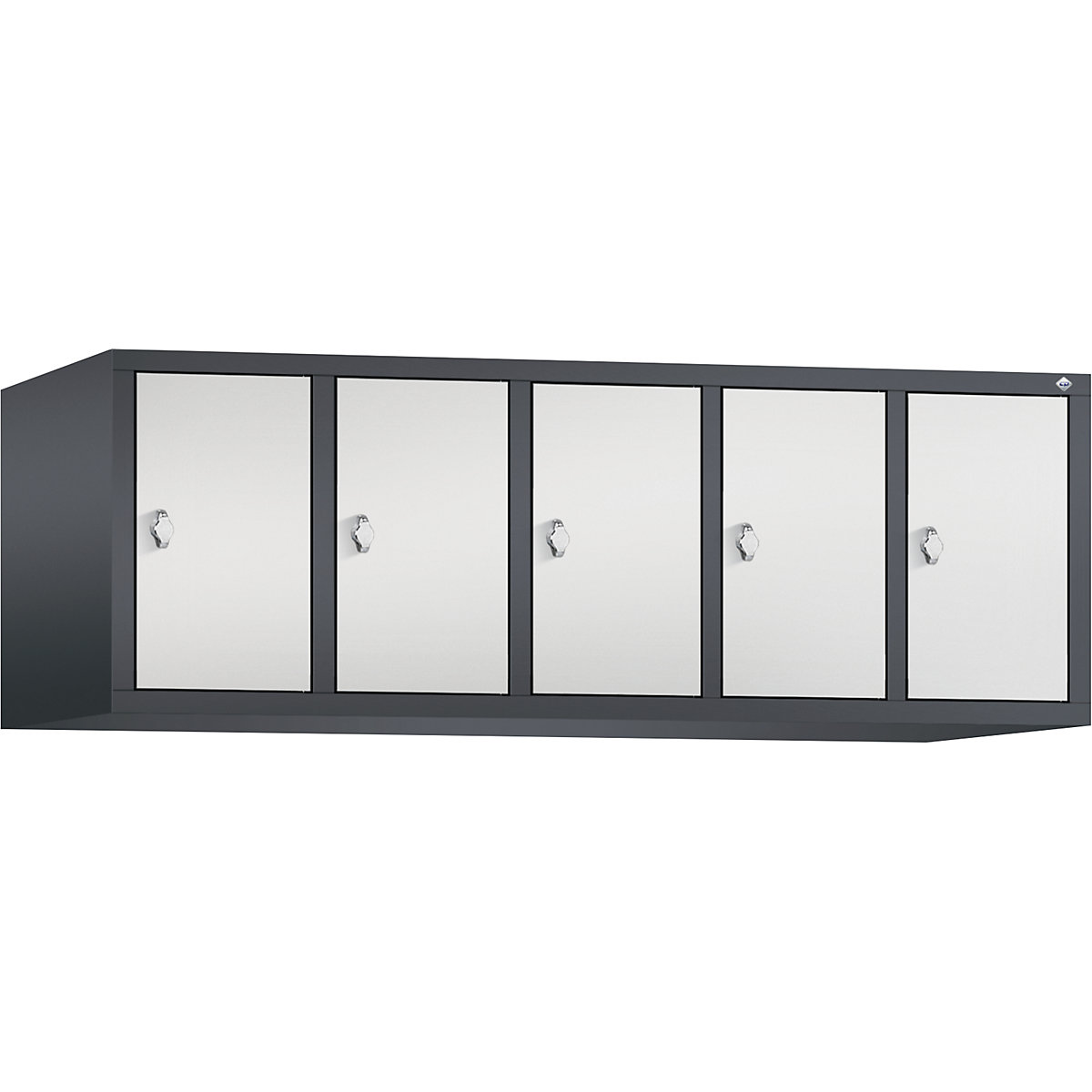 Rehausse pour armoire CLASSIC – C+P, 5 compartiments, largeur compartiments 300 mm, gris noir / gris clair-11