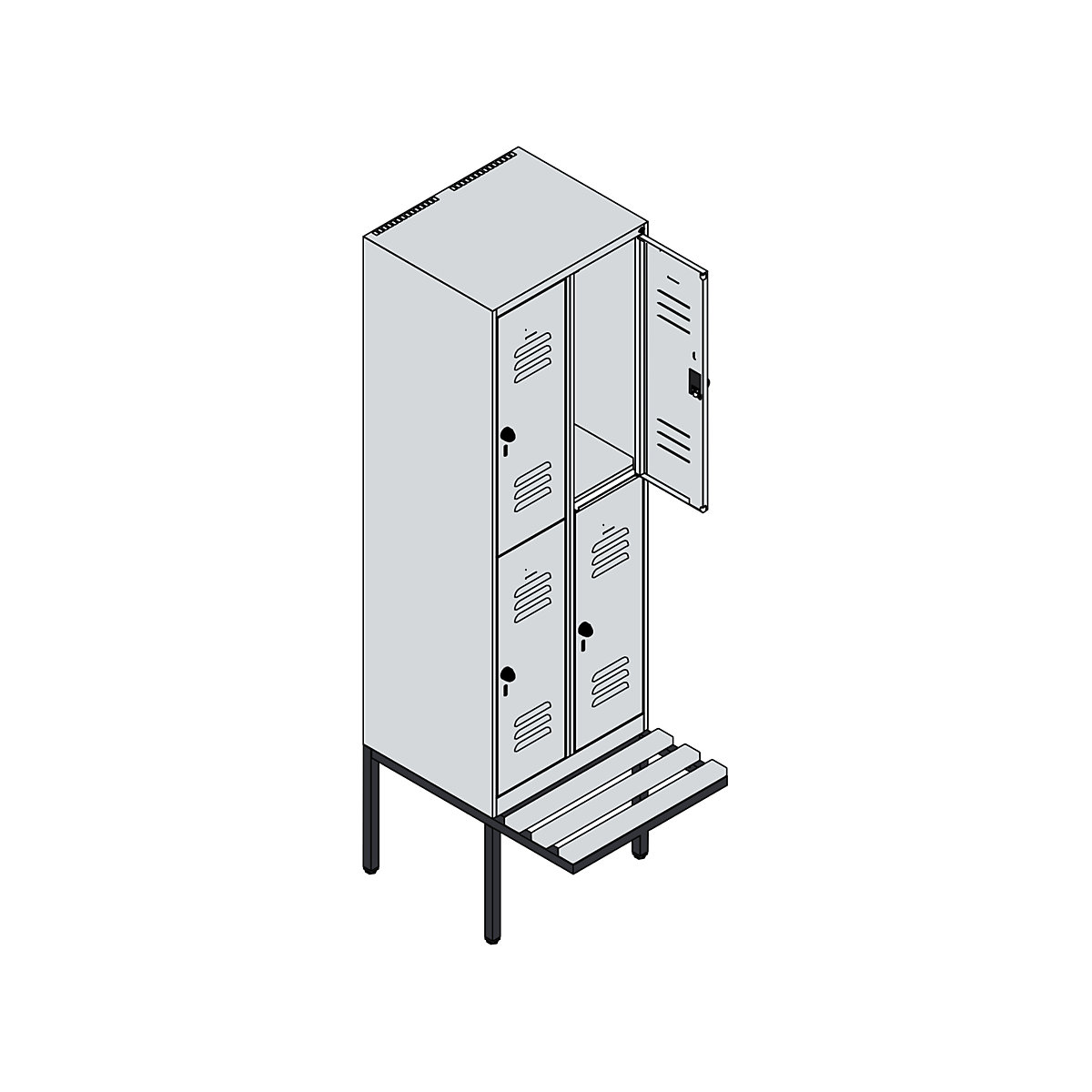 Vestiaire à deux étages Classic PLUS avec banc – C+P (Illustration du produit 3)-2