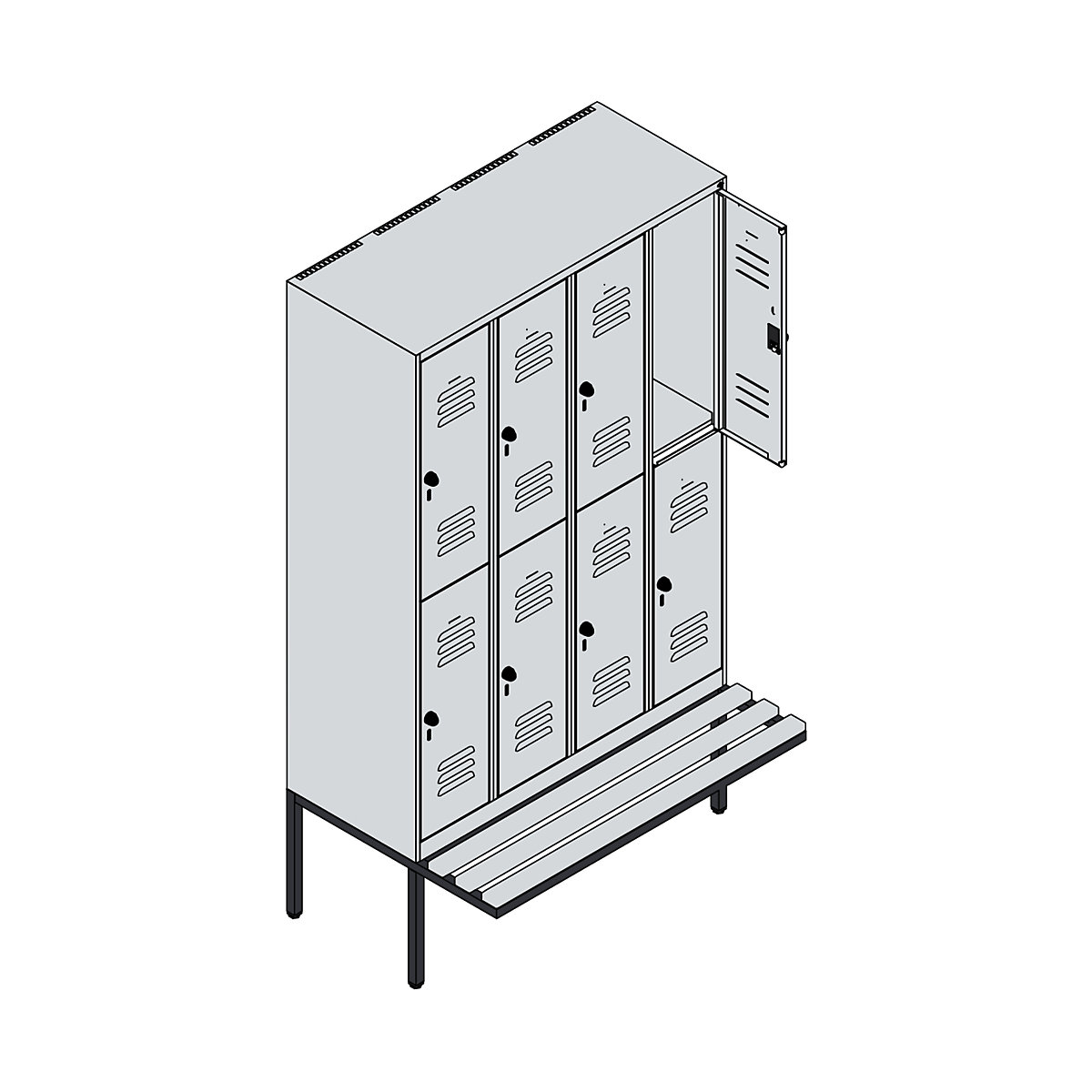 Vestiaire à deux étages Classic PLUS avec banc – C+P (Illustration du produit 3)-2