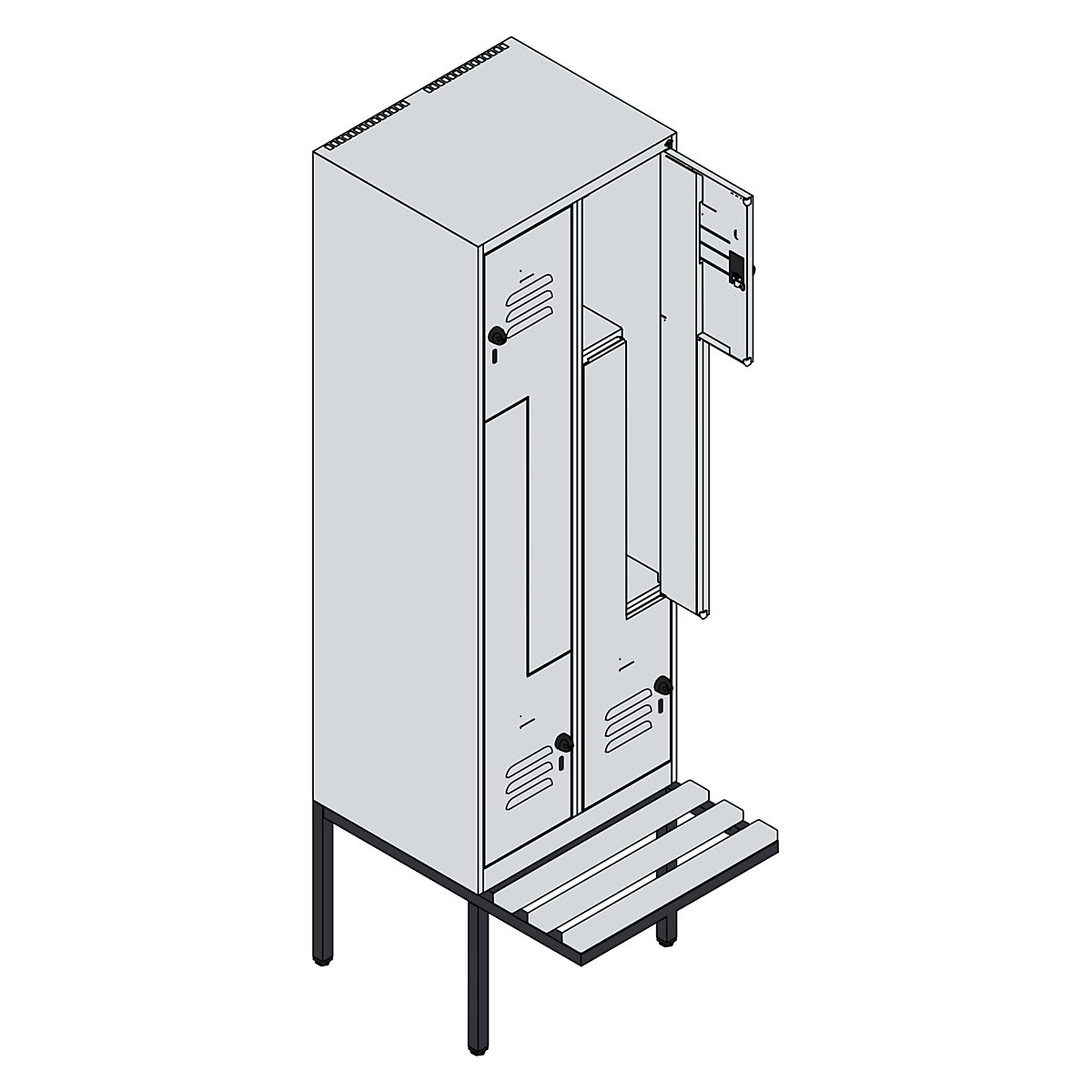 Vestiaire à portes en Z Classic PLUS avec banc – C+P (Illustration du produit 3)-2