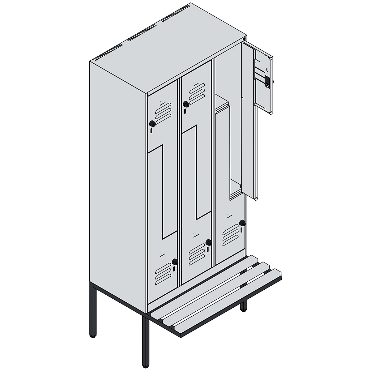 Vestiaire à portes en Z Classic PLUS avec banc – C+P (Illustration du produit 3)-2