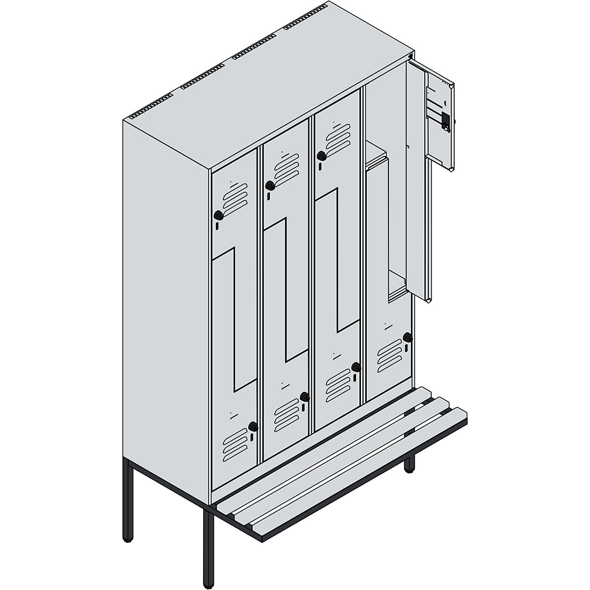 Vestiaire à portes en Z Classic PLUS avec banc – C+P (Illustration du produit 3)-2