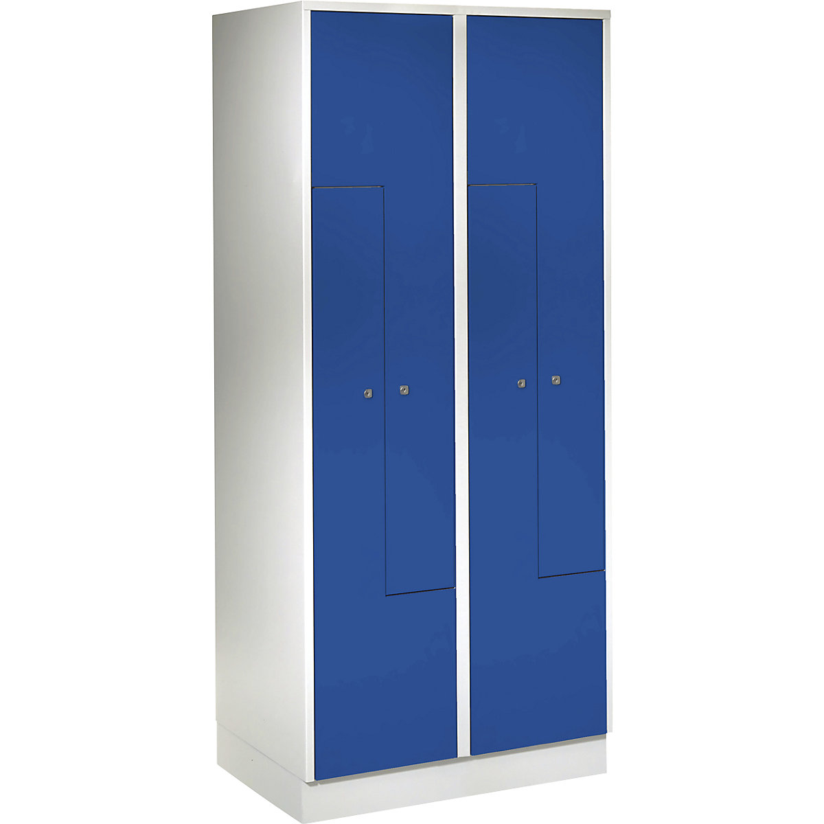 Vestiaire à portes en Z – Wolf, 4 compartiments, portes bleu gentiane-15