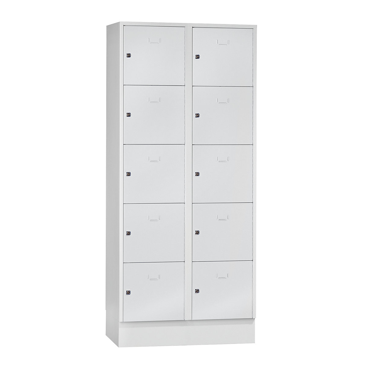 Vestiaire modulaire à casiers verrouillables – Wolf, 10 casiers, largeur 400 mm, gris clair / gris clair