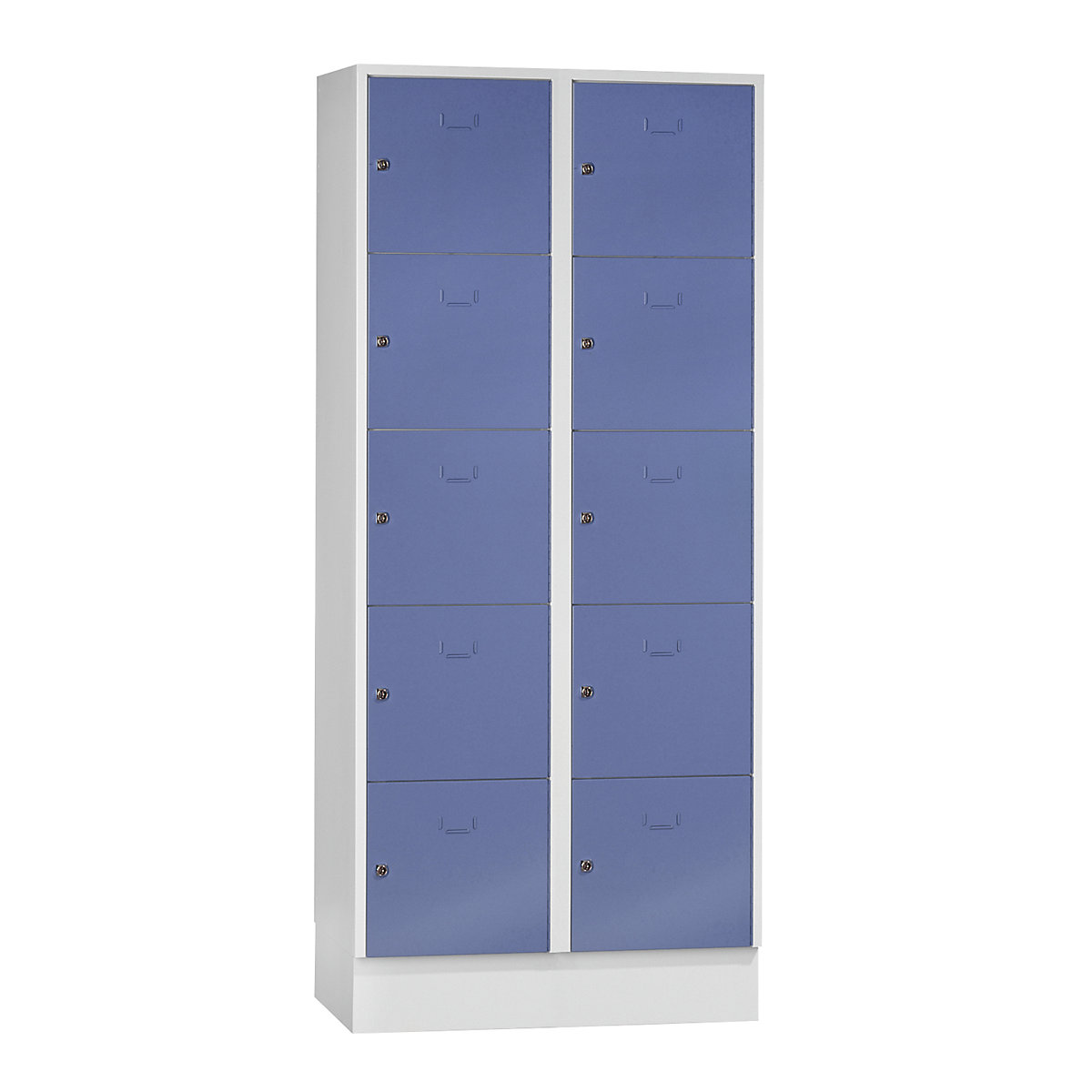 Vestiaire modulaire à casiers verrouillables – Wolf, 10 casiers, largeur 400 mm, bleu pigeon / gris clair