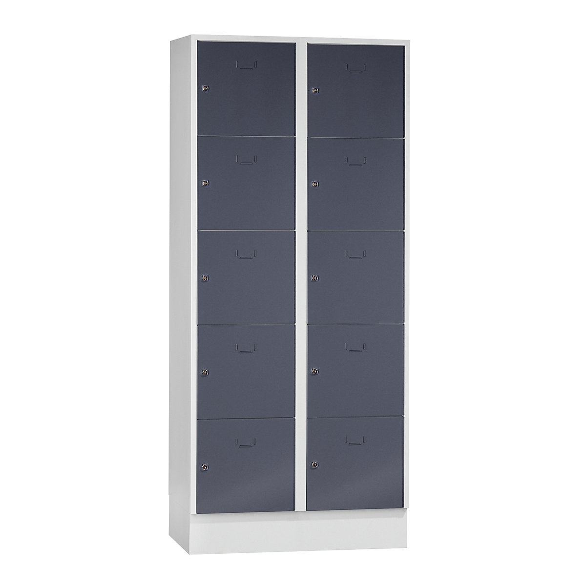 Vestiaire modulaire à casiers verrouillables – Wolf, 10 casiers, largeur 400 mm, gris basalte / gris clair