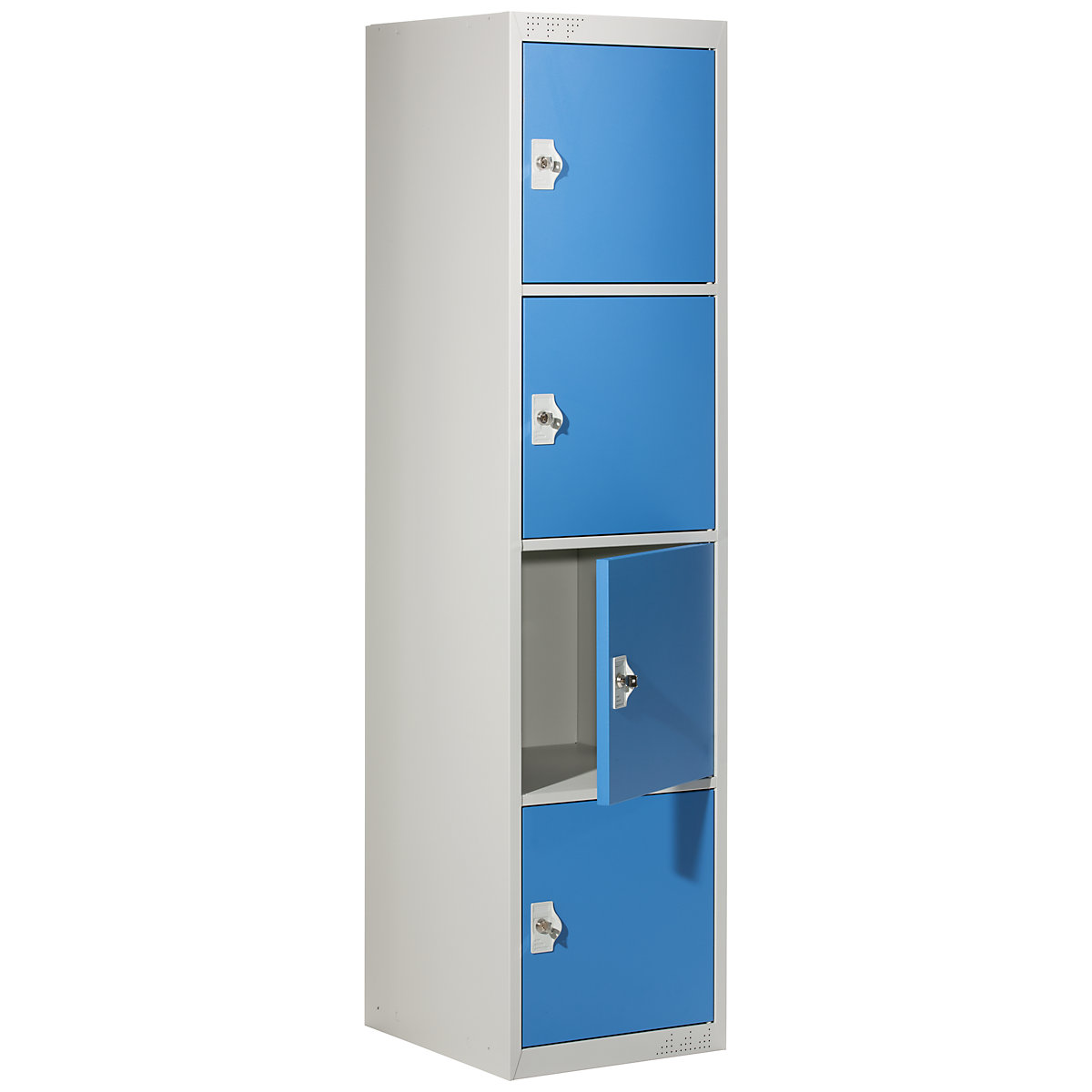 Vestiaire multicases avec 4 casiers verrouillables, h x l x p 1800 x 450 x 500 mm, gris clair / bleu clair, élément de base