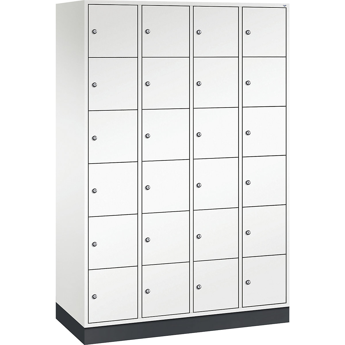 Vestiaire multicases en acier INTRO, casiers hauteur 285 mm – C+P, l x p 1220 x 500 mm, 24 casiers, corps blanc pur, portes blanc pur-11