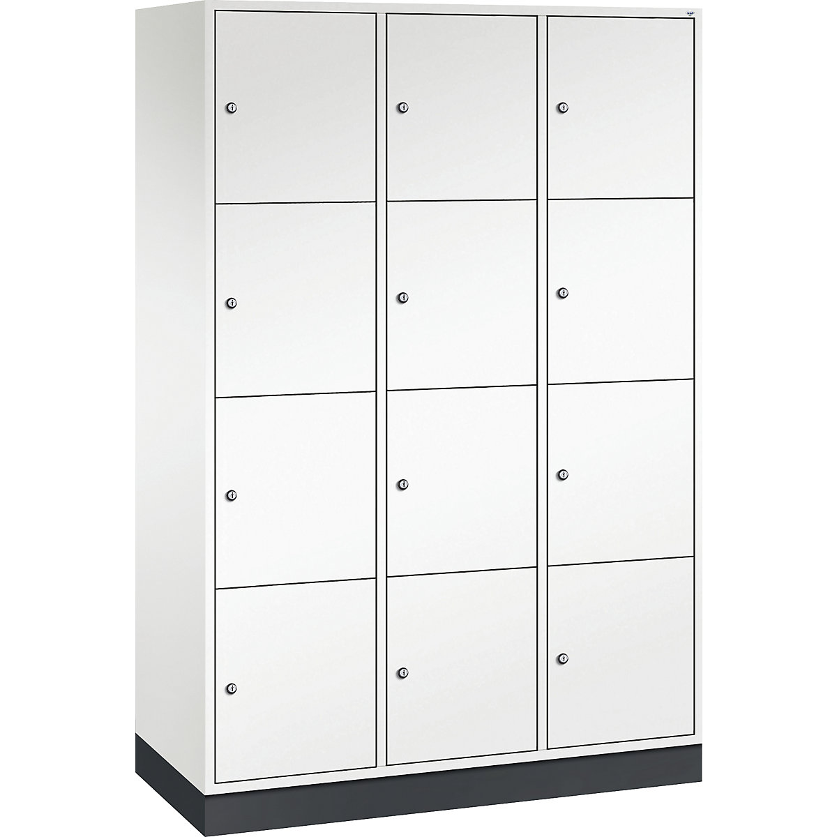 Vestiaire multicases en acier INTRO, casiers hauteur 435 mm – C+P, l x p 1220 x 500 mm, 12 casiers, corps blanc pur, portes blanc pur-16