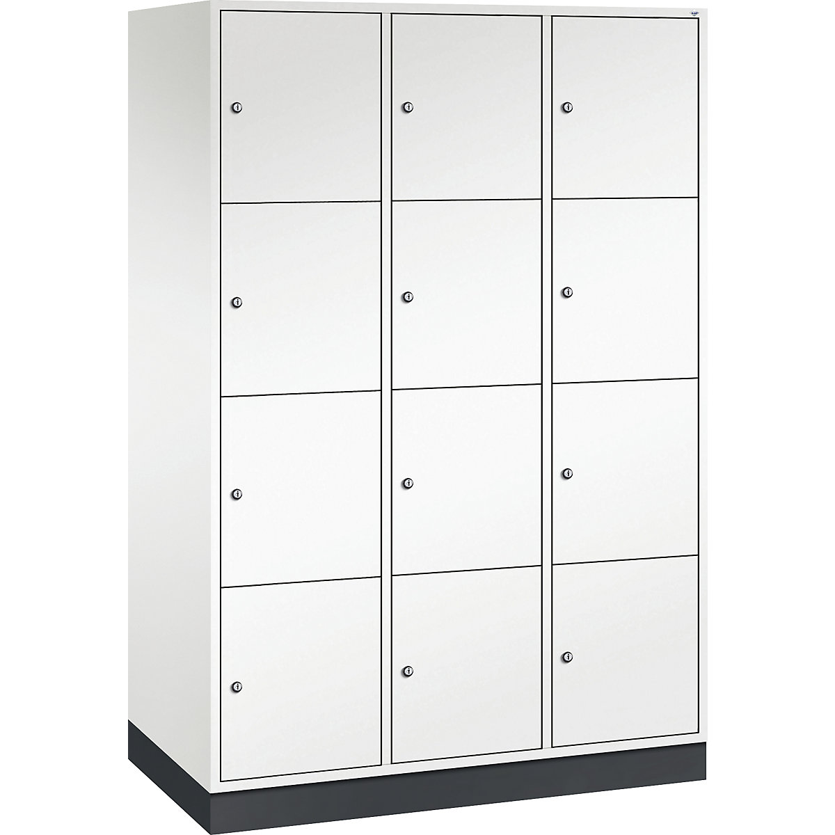 Vestiaire multicases en acier INTRO, casiers hauteur 435 mm – C+P, l x p 1220 x 600 mm, 12 casiers, corps blanc pur, portes blanc pur-6