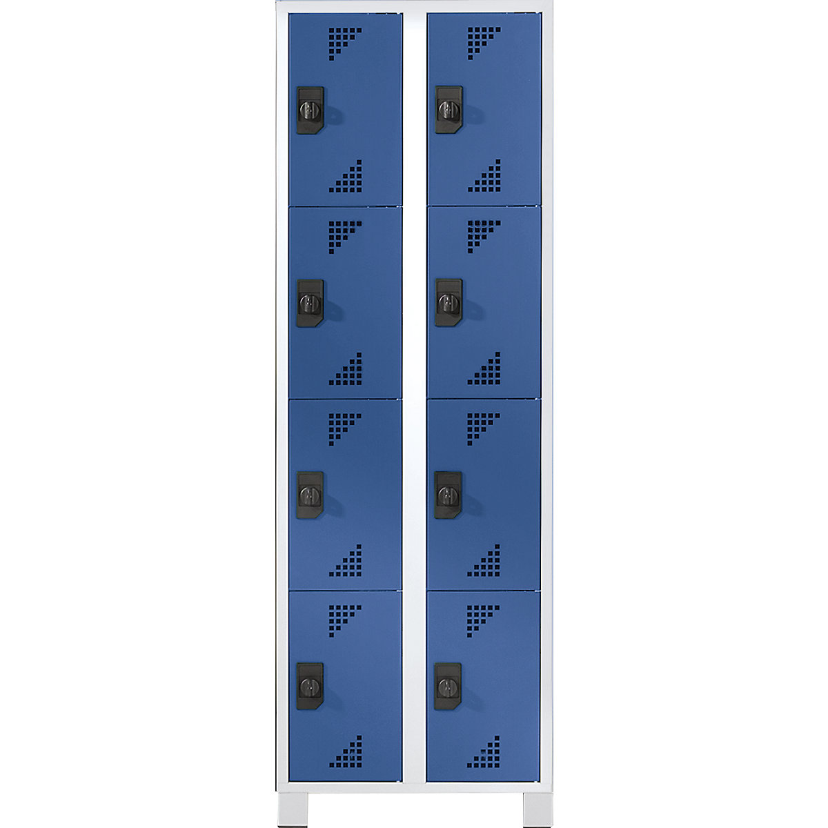 Vestiaire multicases, hauteur cases 418 mm – eurokraft pro, h x l x p 1800 x 600 x 500 mm, 8 compartiments, corps gris clair, portes bleu brillant-5