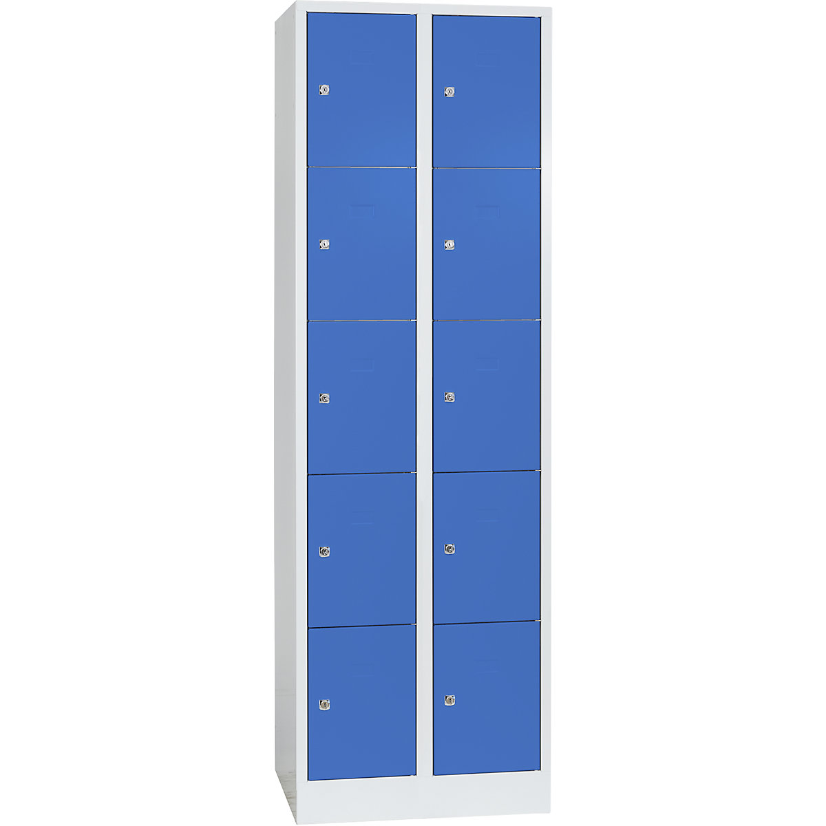 Wolf – Vestiaire modulaire à casiers verrouillables, 10 casiers, largeur 300 mm, bleu clair / gris clair