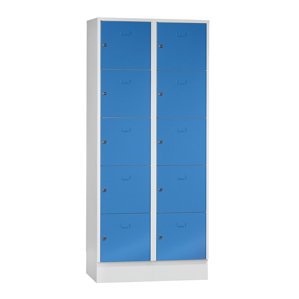 Wolf – Vestiaire modulaire à casiers verrouillables, 10 casiers, largeur 400 mm, bleu clair / gris clair