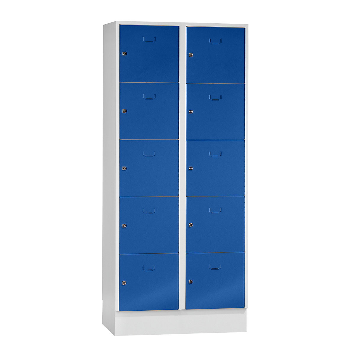 Wolf – Vestiaire modulaire à casiers verrouillables, 10 casiers, largeur 400 mm, bleu gentiane / gris clair