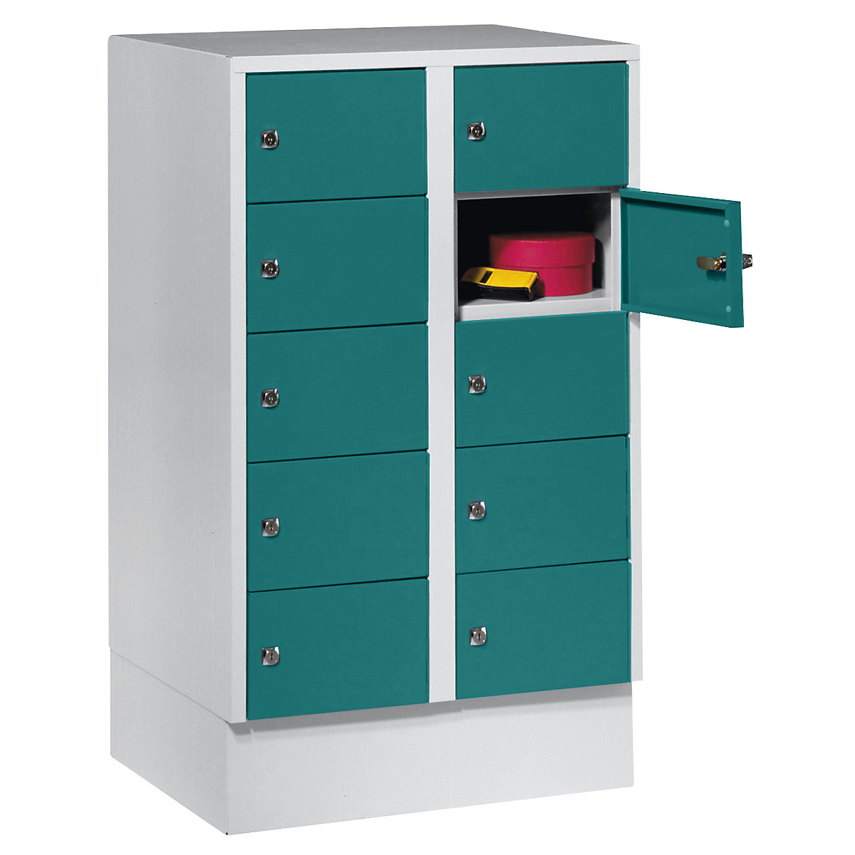 Wolf – Armoire à petits casiers, 10 casiers, h x l 990 x 600 mm, coloris portes vert opale RAL 6026