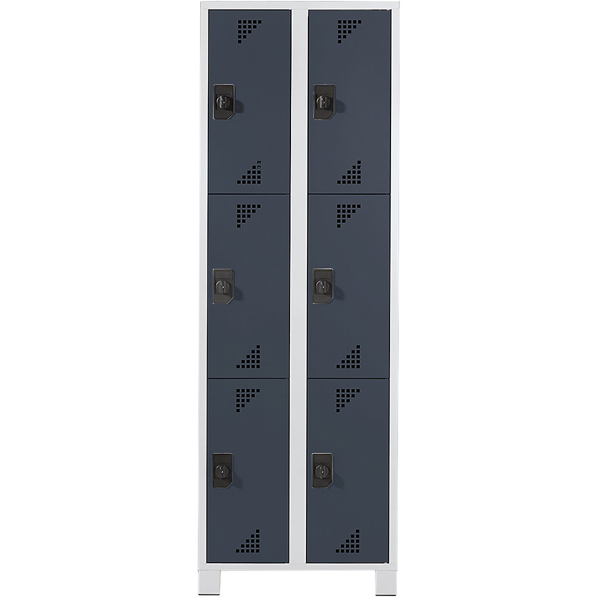 EUROKRAFTpro – Vestiaire multicases, hauteur cases 558 mm, h x l x p 1800 x 800 x 500 mm, 6 compartiments, corps gris clair, portes anthracite