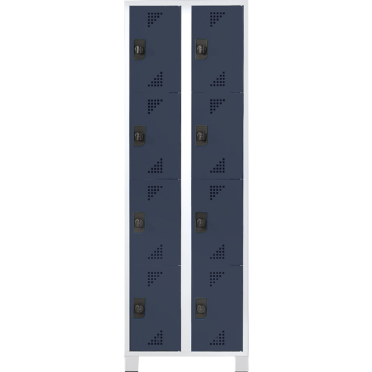 EUROKRAFTpro – Vestiaire multicases, hauteur cases 418 mm, h x l x p 1800 x 800 x 500 mm, 8 compartiments, corps gris clair, portes anthracite