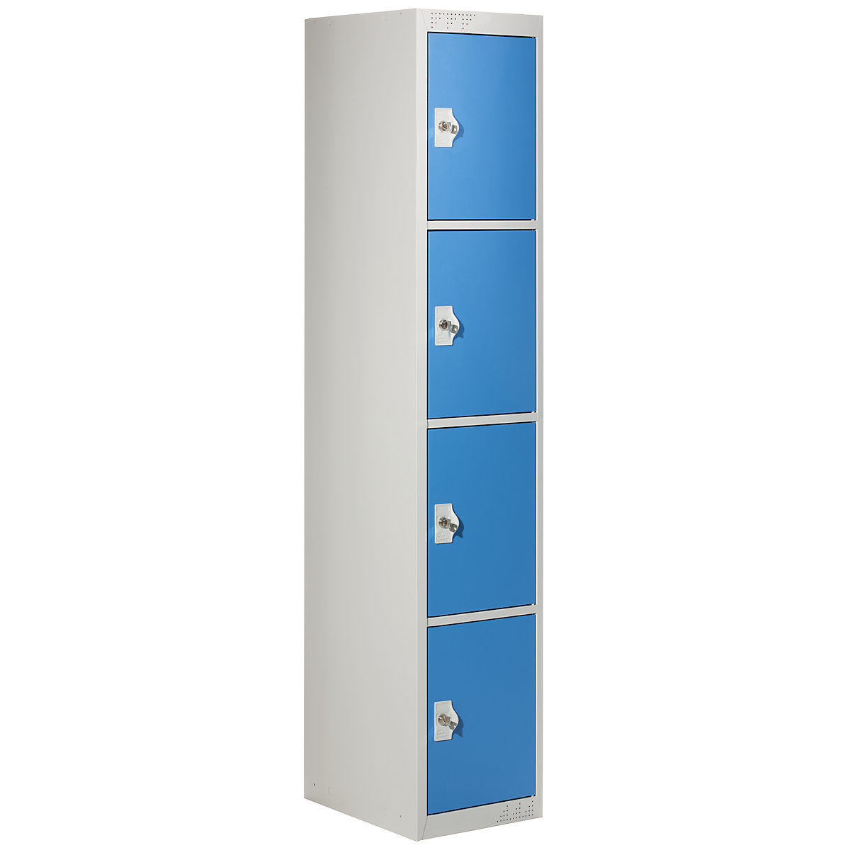 Vestiaire multicases avec 4 casiers verrouillables, h x l x p 1800 x 300 x 500 mm, gris clair / bleu clair, élément additionnel