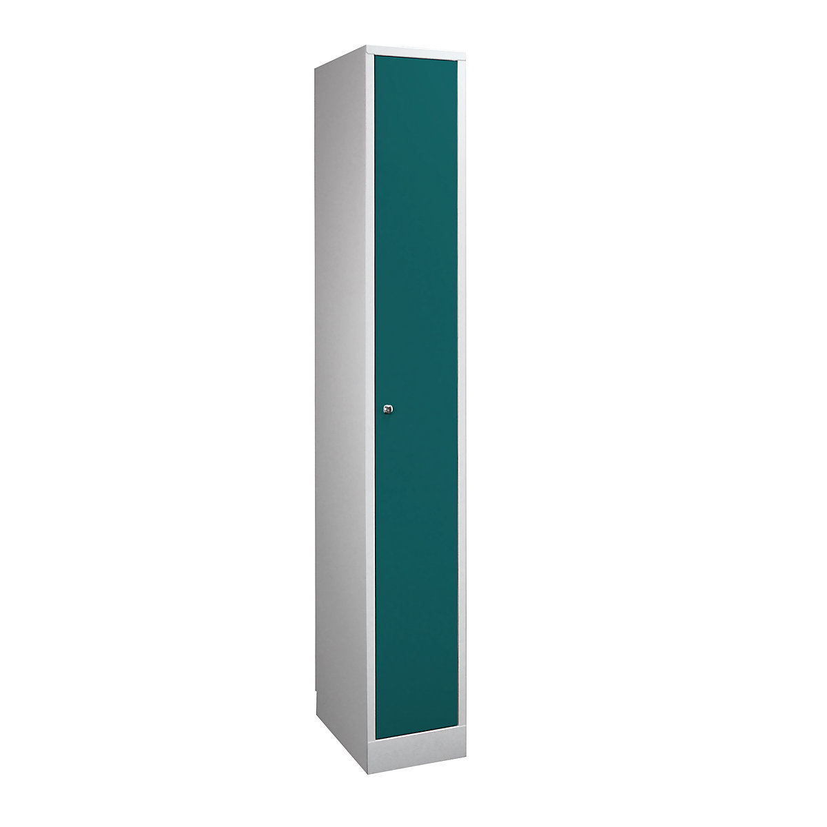 Wolf – Penderie dimensions confort, 1 compartiment, largeur compartiment 300 mm, gris clair / vert opale