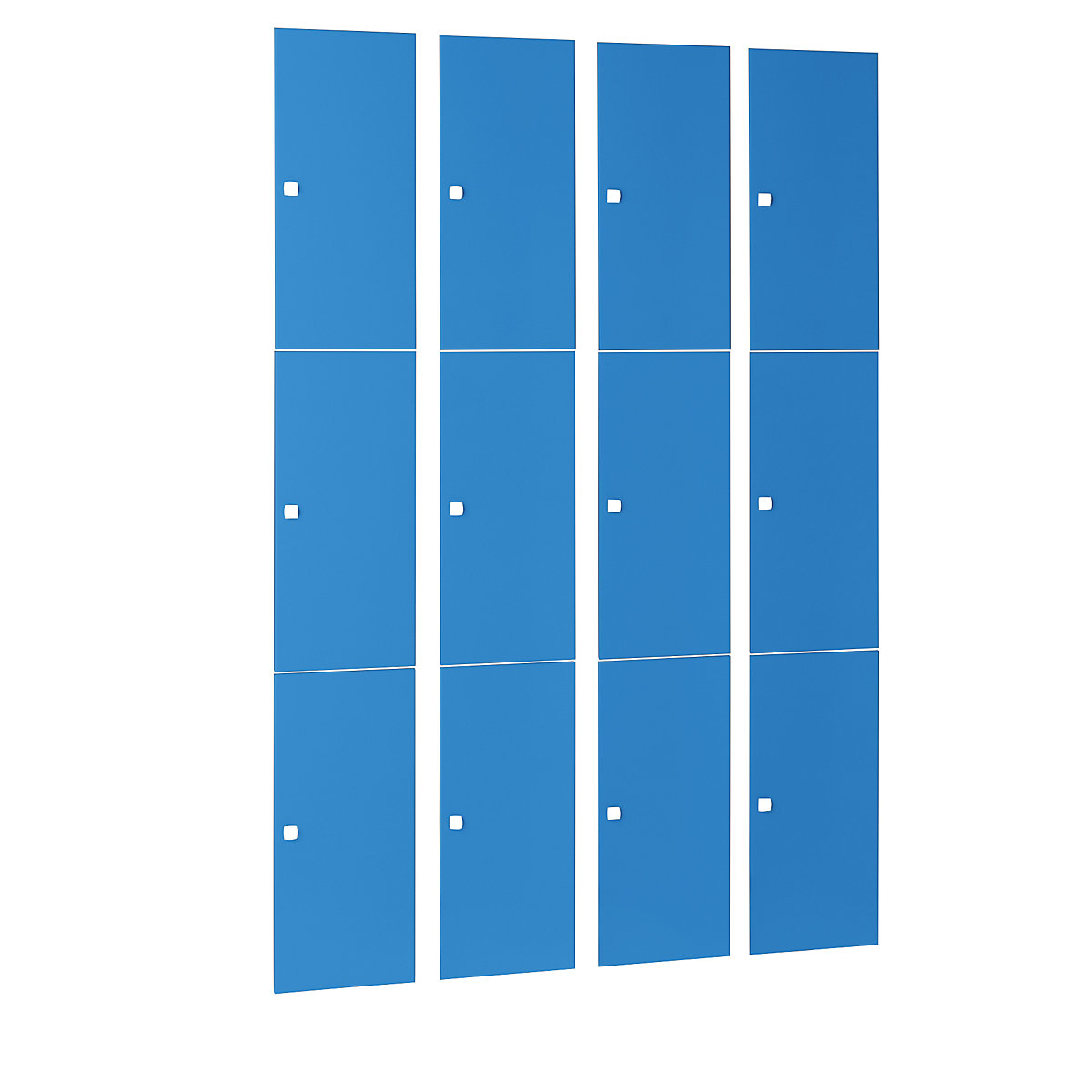 Wolf – Vestiaire multicase, 4 compartiments, 12 casiers, largeur 1200 mm, bleu clair