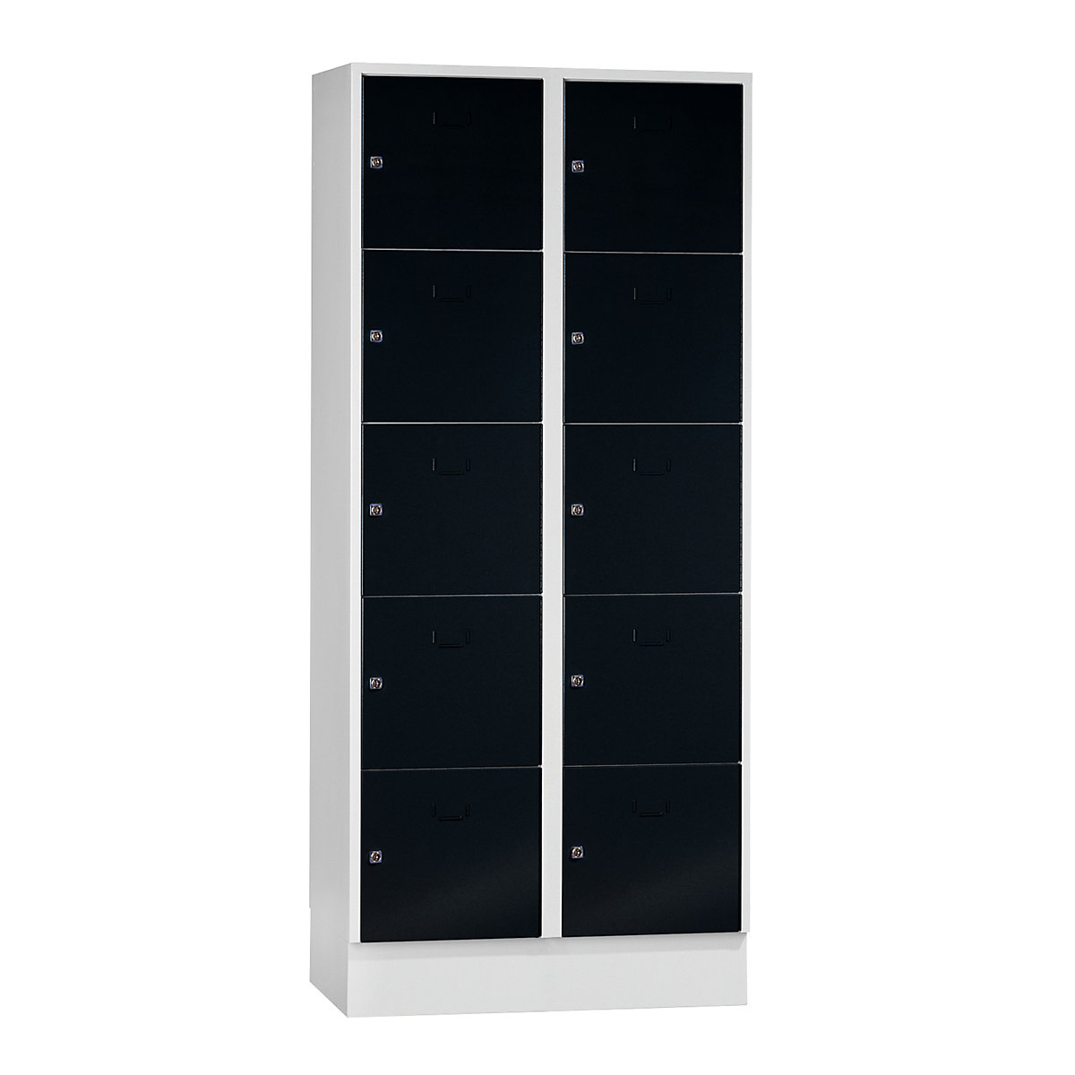 Wolf – Vestiaire modulaire à casiers verrouillables, 10 casiers, largeur 400 mm, noir profond / gris clair