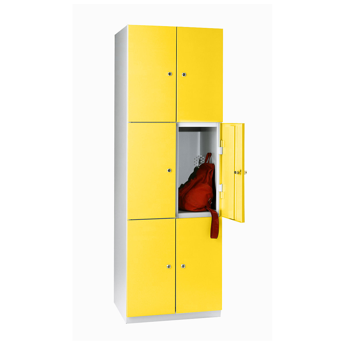 Wolf – Vestiaire, 6 casiers de 1800 x 600 x 500 mm, portes jaune zinc