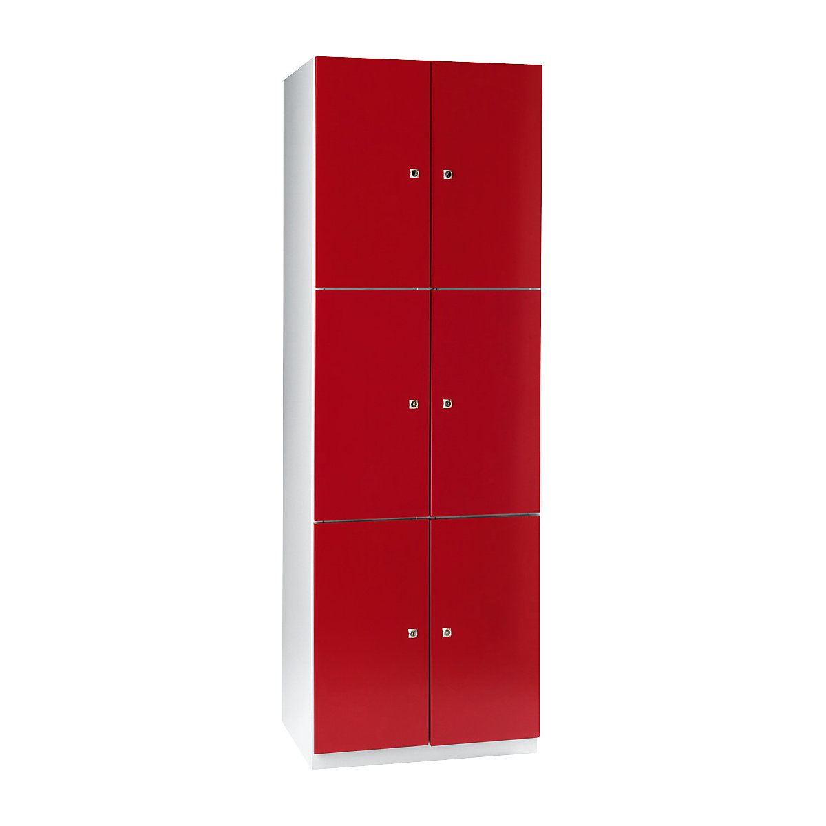 Wolf – Vestiaire, 6 casiers de 1800 x 600 x 500 mm, portes rouge feu
