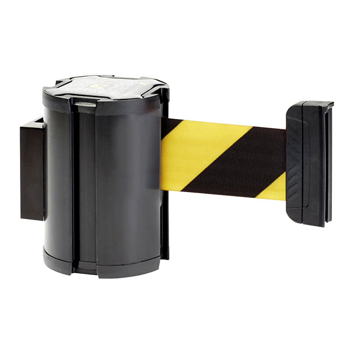 Casetă cu cordon, extensie max. a benzii 3000 mm, casetă neagră, bandă galben / negru