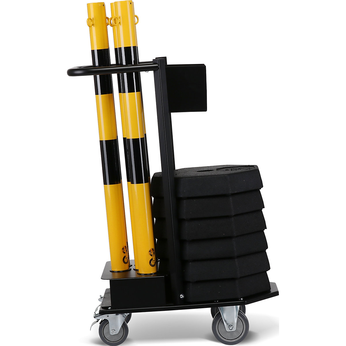 Set de stâlpi de îngrădire cu lanț, cu cărucior de transport, 6 elemente de legătură, galben / negru-17