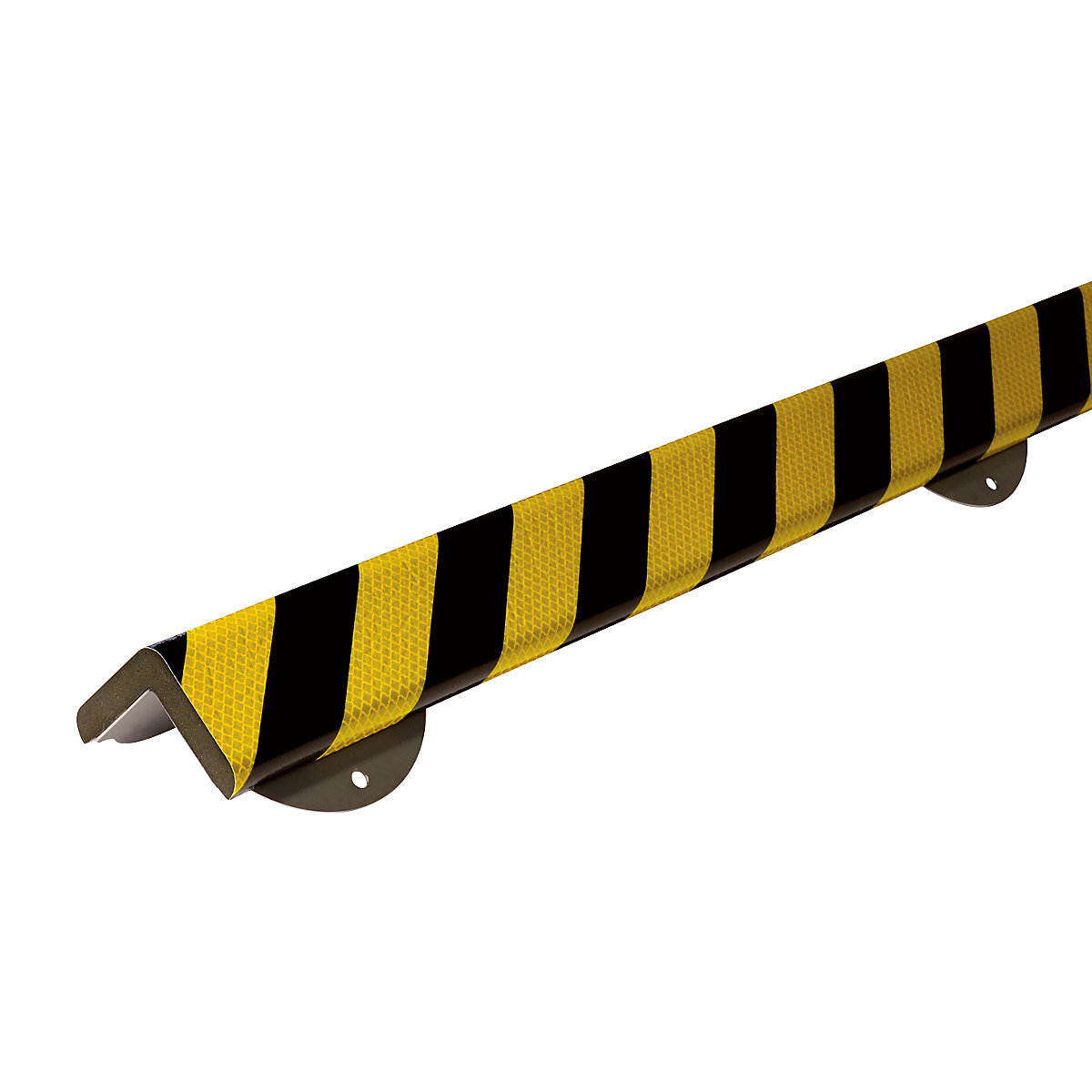 Protecție pentru colț Knuffi® cu șină de montaj – SHG, tip H+, bucată de 1 m, negru / galben, reflectorizant-11