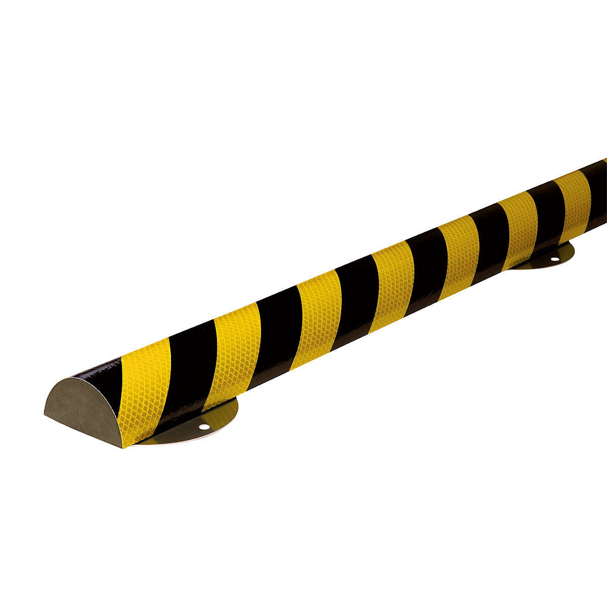 Protecție pentru suprafețe Knuffi® cu șină de montaj – SHG, tip C+, bucată de 1 m, galben / negru, reflectorizant