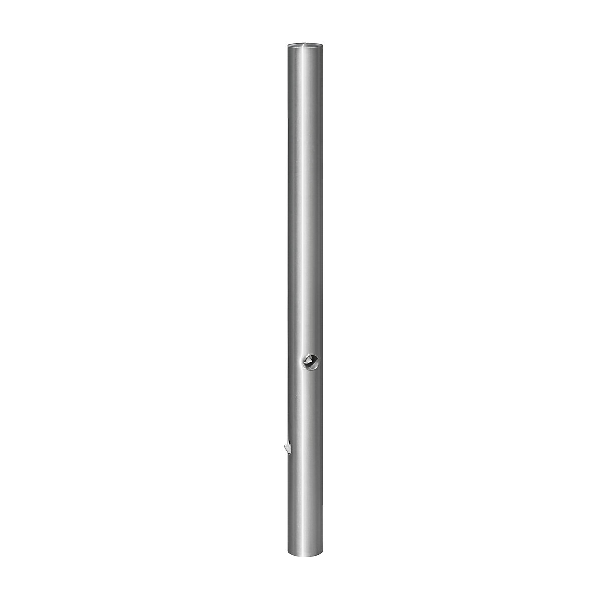 Stâlp de blocare din inox, cu cap plat, tub de podea pentru turnare în beton, Ø 76 mm, încuietoare triunghiulară