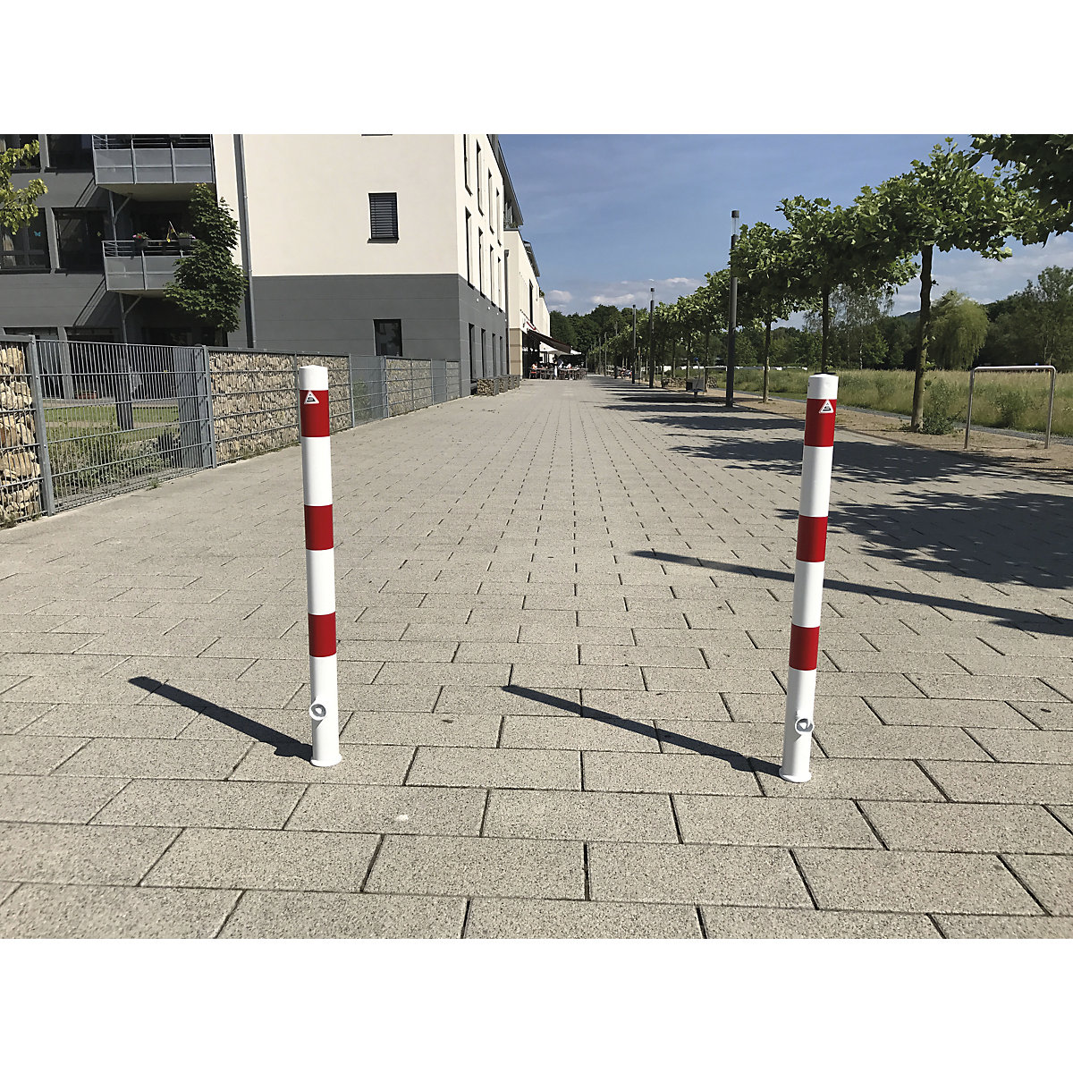 Lezáróoszlop, Ø 60 mm, fehér / piros – Schake (Termék képe 2)-1