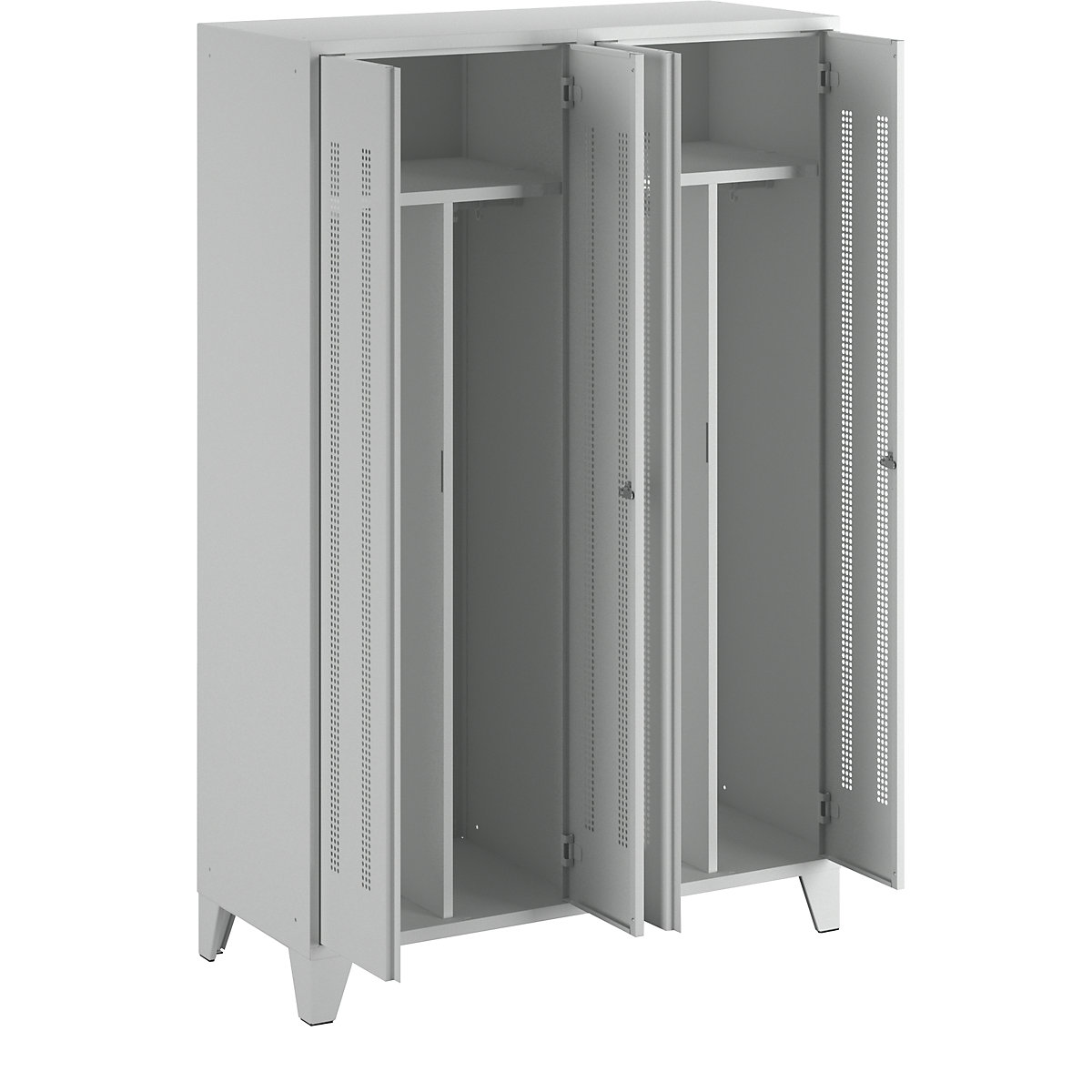 Berlin 1 öltözőszekrény utcai és munkaruházat tárolásához – Wolf, 2 fülke, világosszürke, szélesség 1200 mm-2