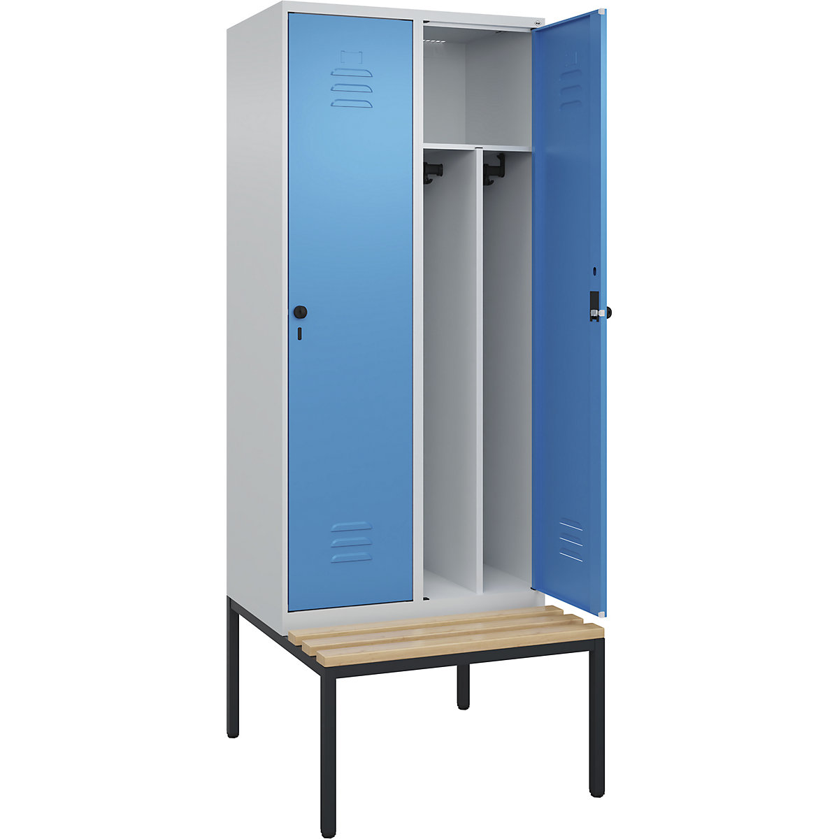 Classic PLUS öltözőszekrény utcai és munkaruházat tárolásához, paddal, keskeny – C+P (Termék képe 5)-4