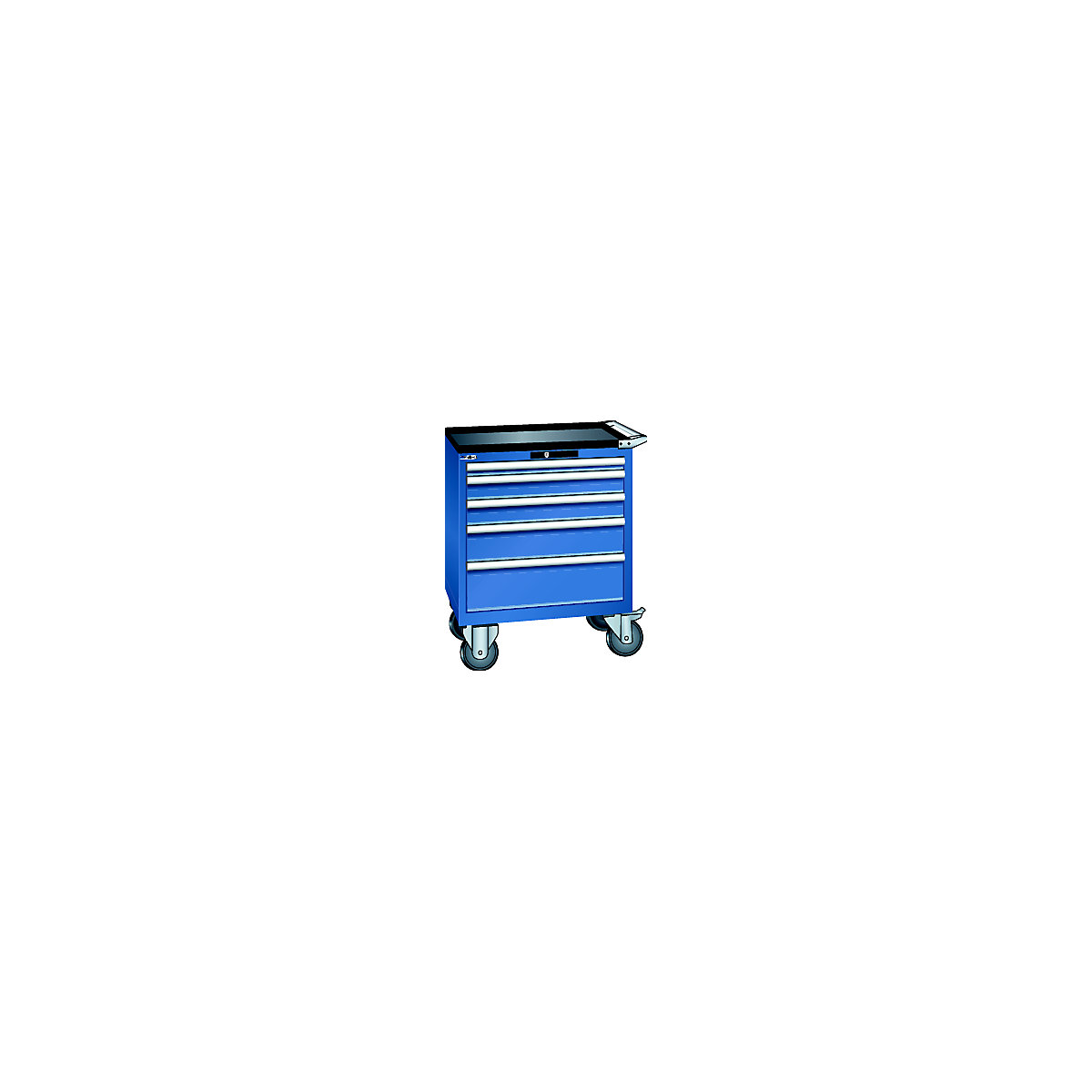 LISTA – Ladičar, pomičan, ŠxDxV 717 x 572 x 962 mm, ladice 1 x 50 / 2 x 100 / 1 x 150 / 1 x 200 mm, u encijan plavoj boji
