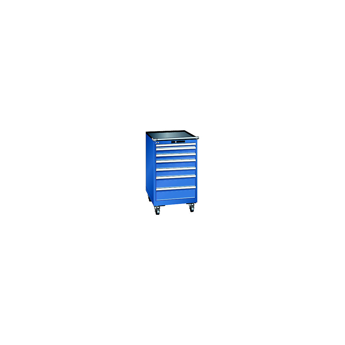 LISTA – Ladičar, pomičan, ŠxDxV 564 x 725 x 990 mm, 7 ladica, u encijan plavoj boji